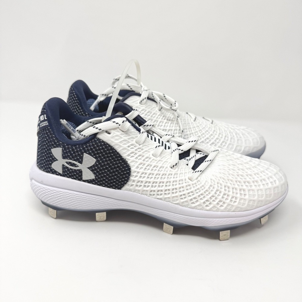 Under Armour Womens Charged Breathe Metal Softball Cleats White‎ Navy Size 7 NEW